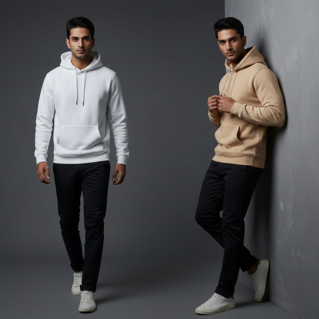 Pack of 2 Premium Hoodies – Ultimate Comfort & Style Combo (White & Beige)