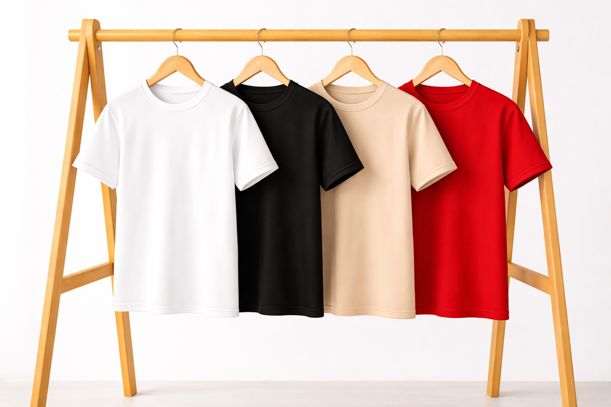 Combo of four 4 Heavy cotton black, beige, red, white Tshirts
