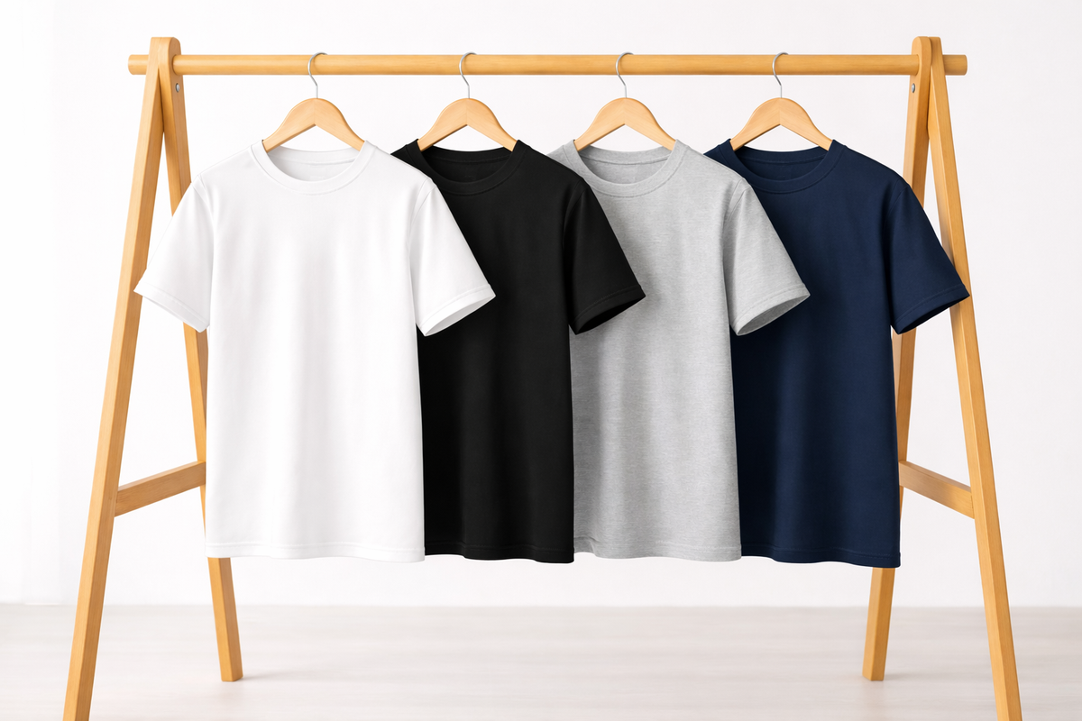 Combo of four 4 Heavy cotton black, grey, navy, white Tshirts