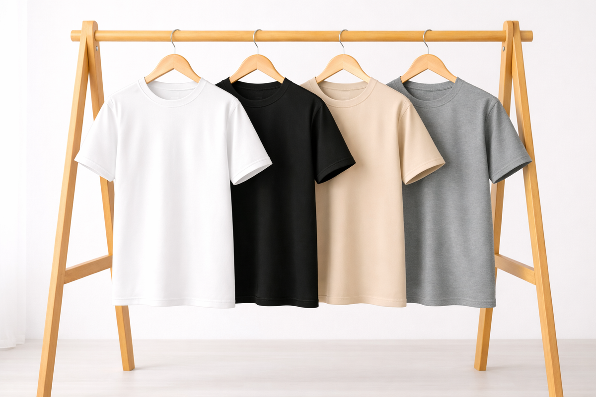 Combo of four 4 Heavy cotton black, grey, beige, white Tshirts