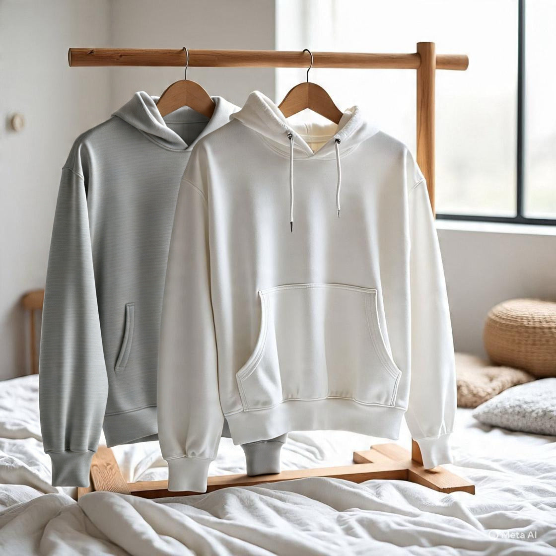Combo of two Stylish solid Hoodies unisex best for winters (grey , white)