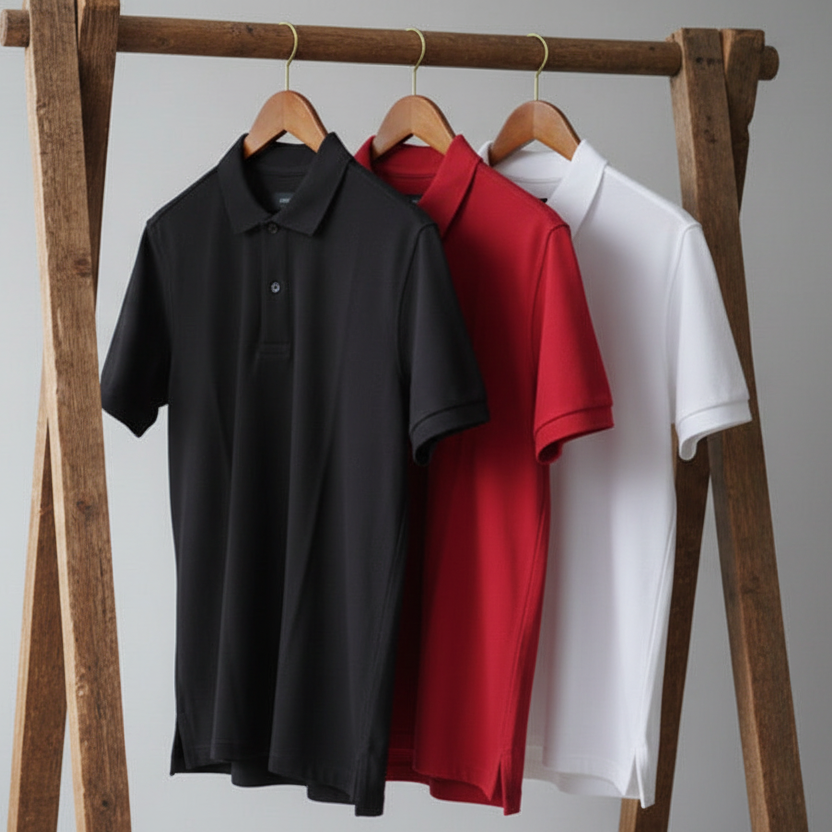 Matty Luxe Combo – 3 Premium Heavy T-Shirts (Black, Red & White)
