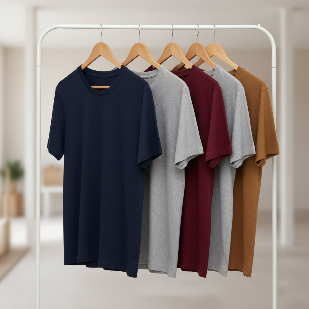 Men's Tshirts Combo (Pack of NAVY GREY WINE GREY TAN)