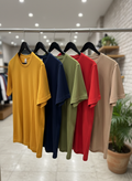 Men's Tshirts Combo (Pack of mustard, navy, pista, red, beige)